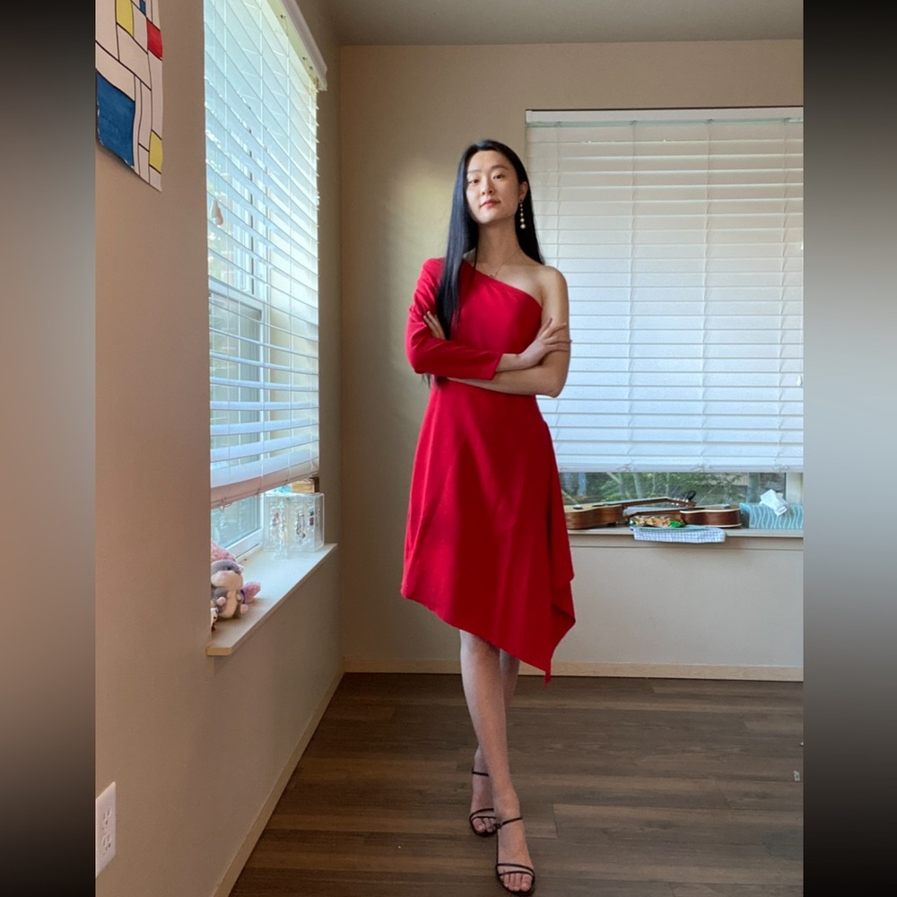 CAARA Asymmetrical Red Dress